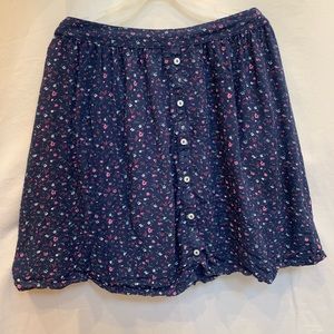 Abercrombie & Fitch Floral Navy Skater Skirt